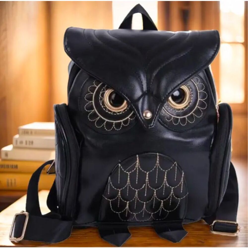 Owl shaped flip backpack, cartoon PU backpack